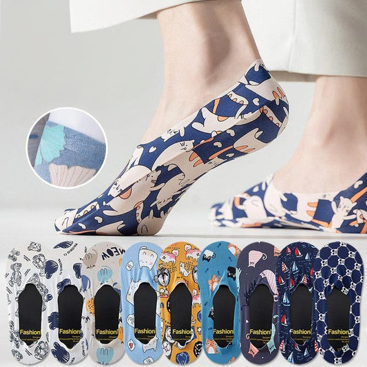 WhimsyFit Cartoon-Print No-Show Socks