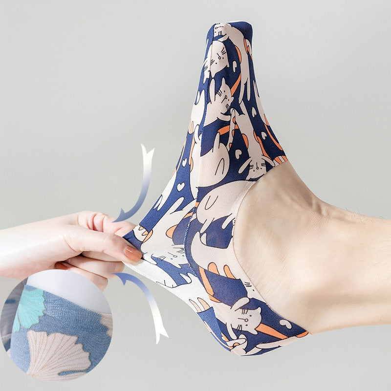 WhimsyFit Cartoon-Print No-Show Socks