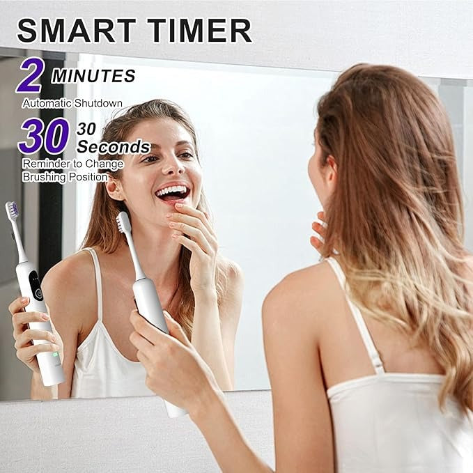 Electric Toothbrush, 60° Oscillation and Vibration Sonic Electric Toothbrush