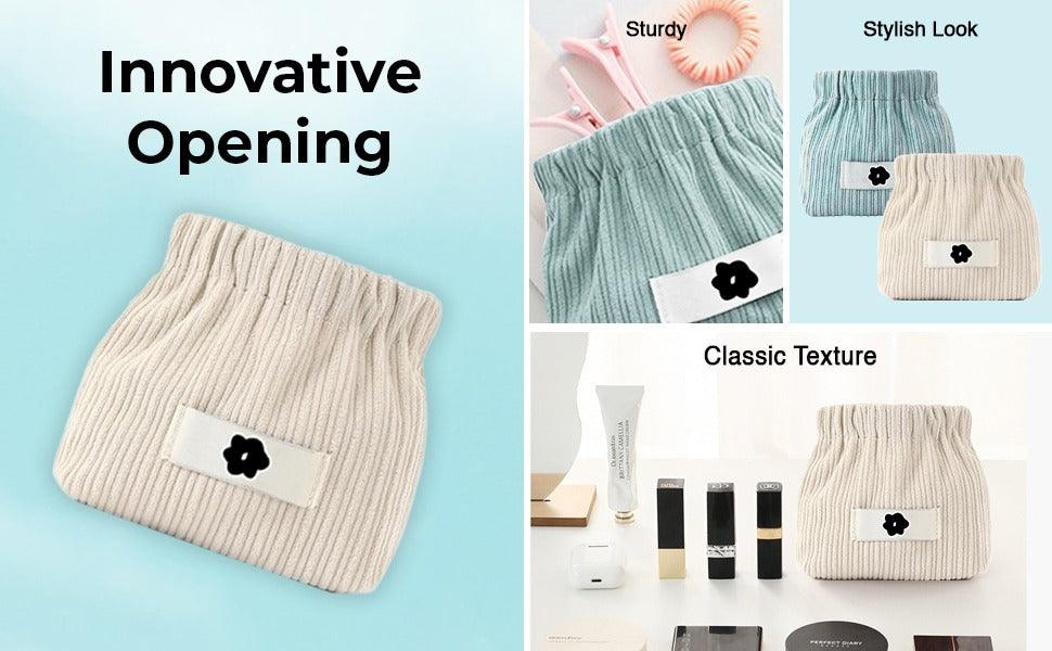 Quest Self-Closing Mini Storage Corduroy Pouch Organizer(13x12 cm)