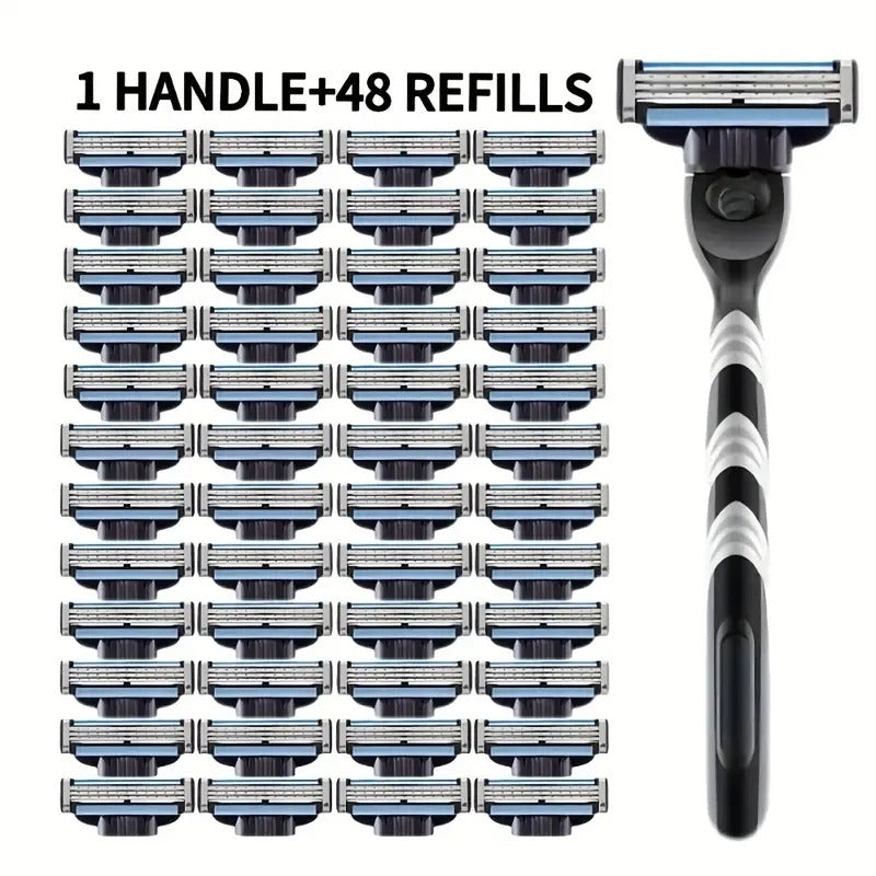 48pcs 3-Layer Men'S Shaver Blades