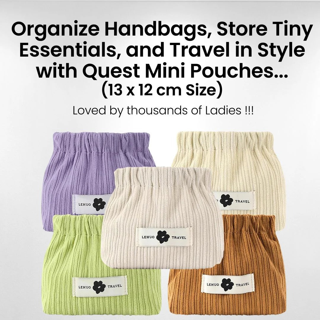 Quest Self-Closing Mini Storage Corduroy Pouch Organizer(13x12 cm)