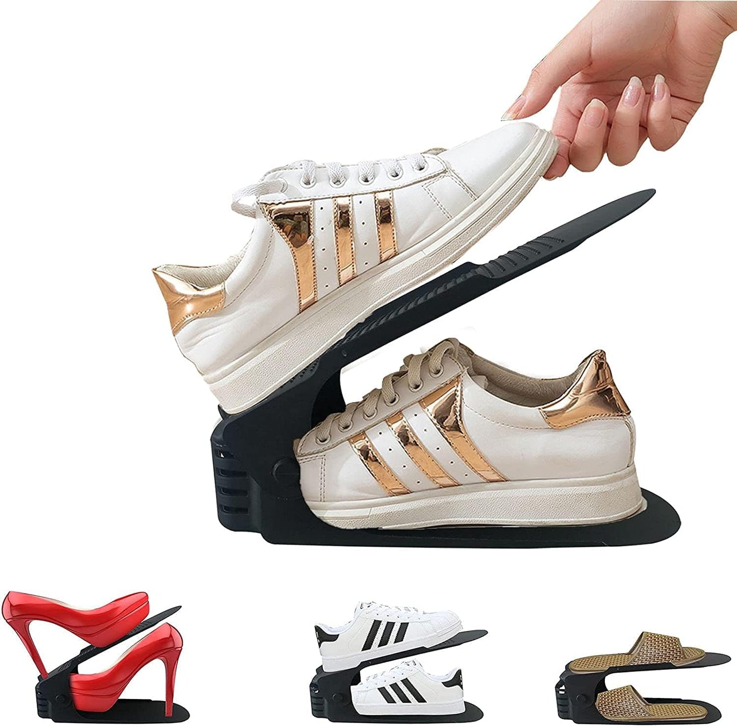 Shoe Organizer - The Adjustable Shoe Slot Rack Space Saver