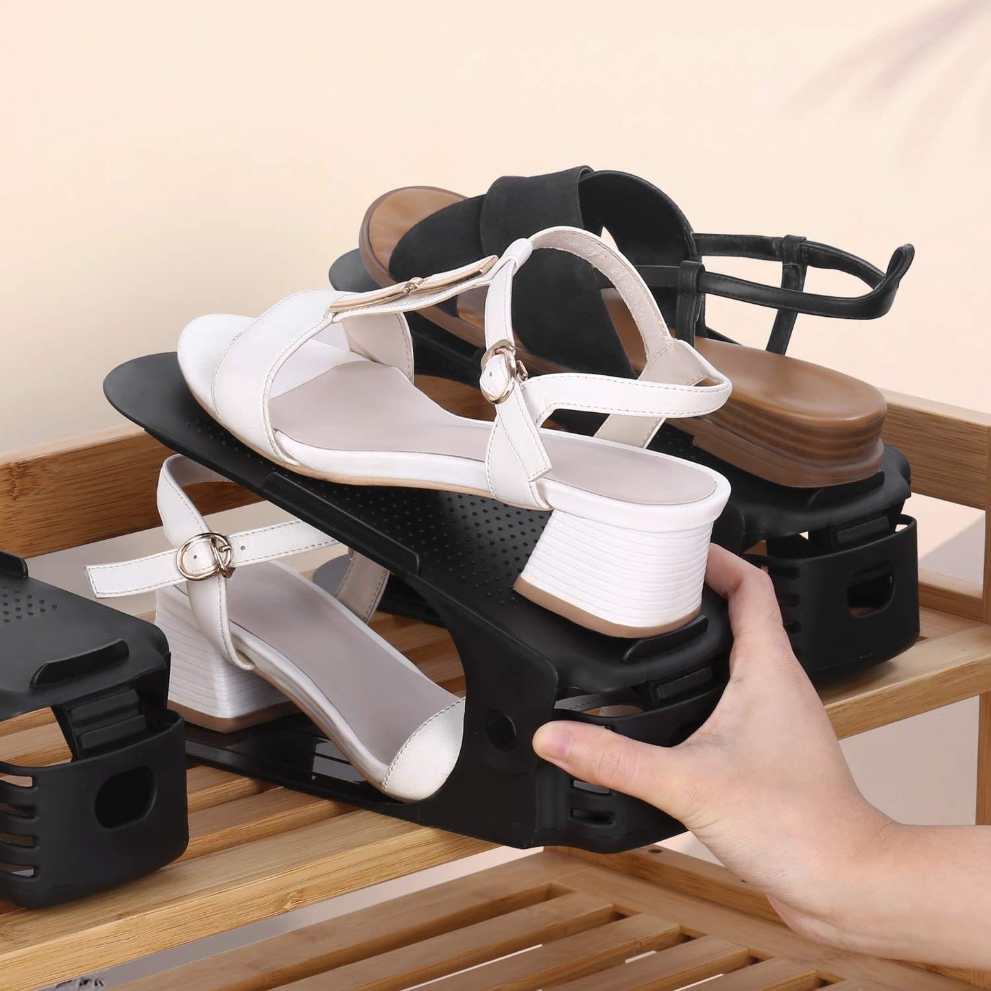 Shoe Organizer - The Adjustable Shoe Slot Rack Space Saver